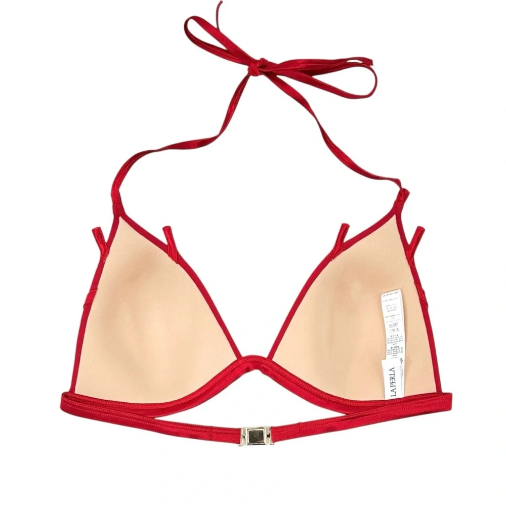 La Perla Red Striped Bikini Swimsuit Swim Top sz 10 - Picture 3 of 9